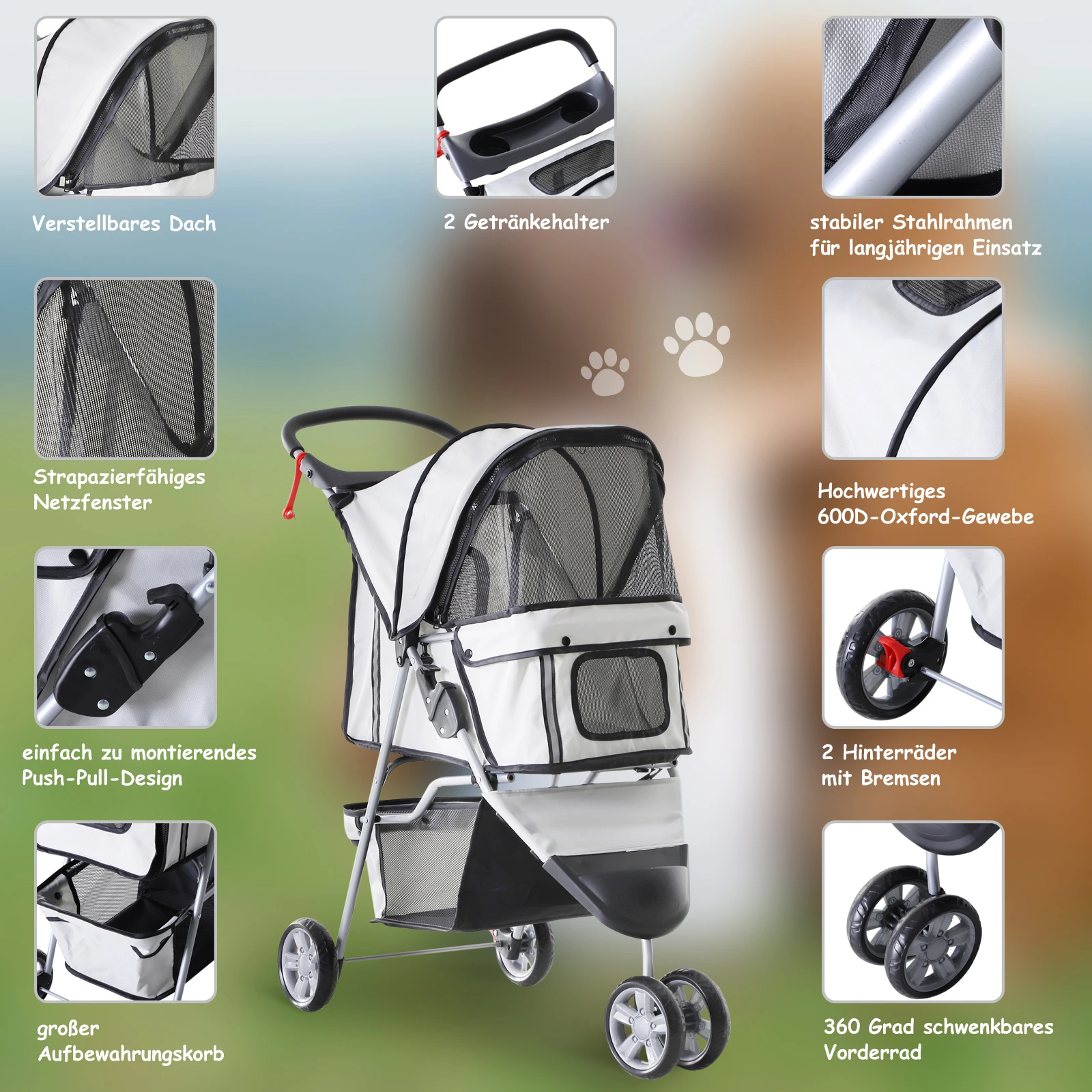 Honden/Katten buggy GRIJS