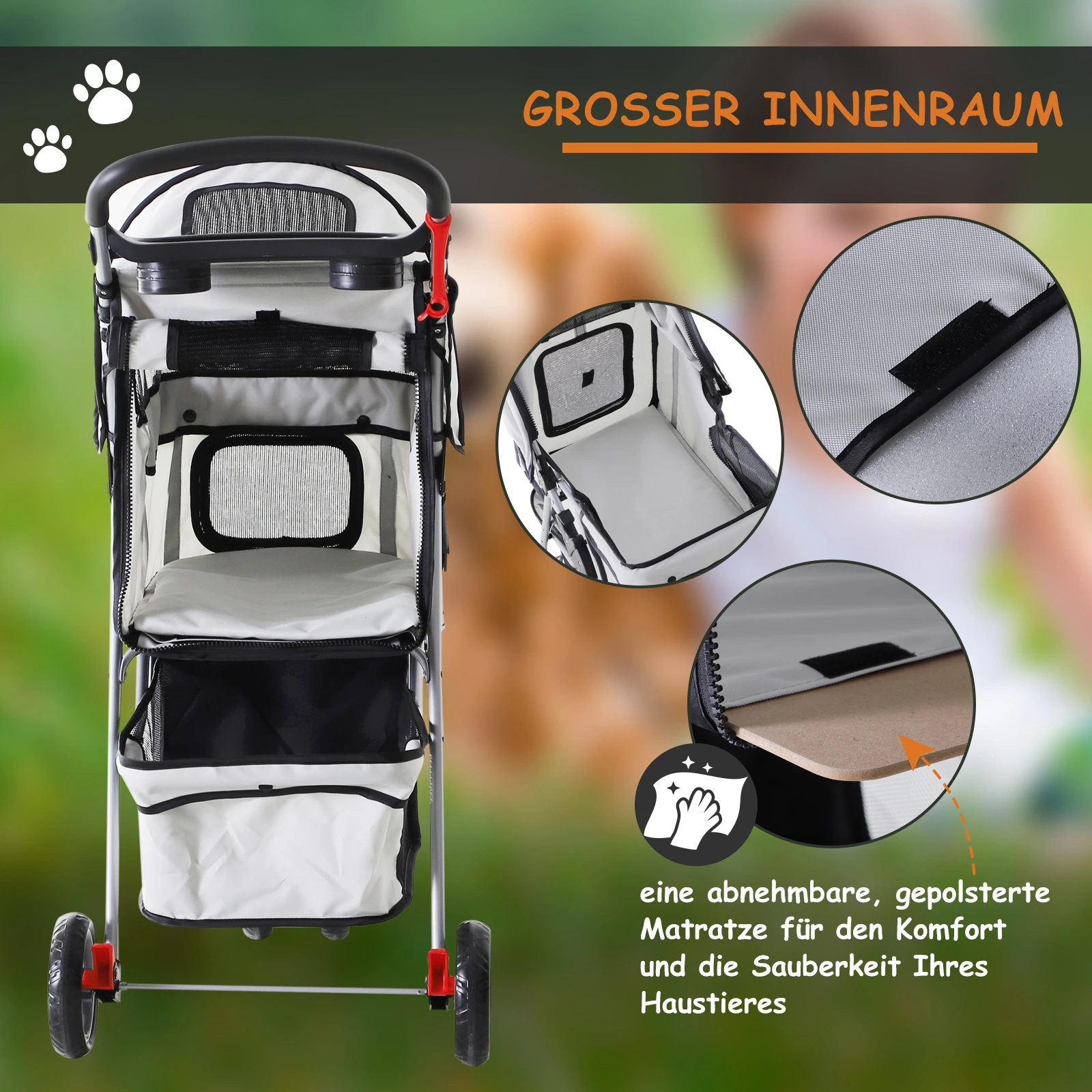 Honden/Katten buggy GRIJS