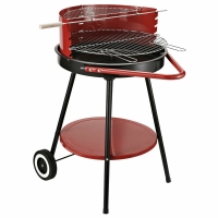 Houtskool barbecue grill op wielen - Rood