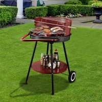 Houtskool barbecue grill op wielen - Rood