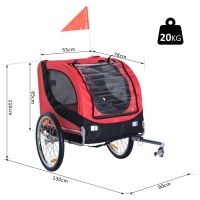 Hond trailer fietskar Rood/ Zwart