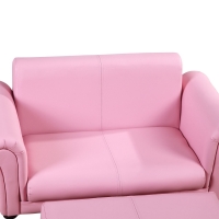 Roze soft sofa kinderbank met voetbank