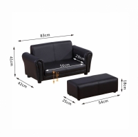 Zwart soft sofa kinderbank met voetbank