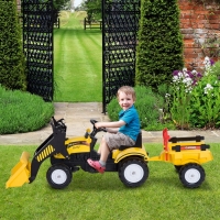 Bulldozer met aanhanger Zwart/Geel