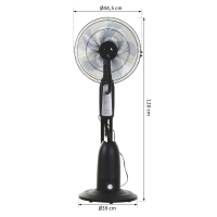 Ventilator met waterverstuiver en afstandsbediening