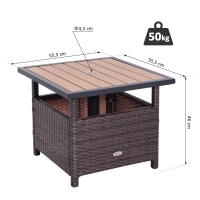 Poly rotan bijzet / tuintafel voor parasol