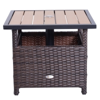 Poly rotan bijzet / tuintafel voor parasol