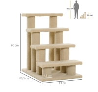 Kattentrap 4 treden 63,5 x 43 x 60 cm Beige