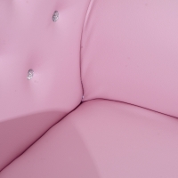 Kindersofa met kristallen knoppen en poef roze
