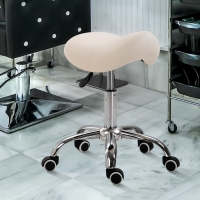 Zadelkruk verstelbaar verrijdbare salonstoel beige