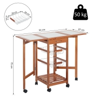 Keukenwagen trolley met houten opbergplanken
