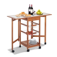 Keukenwagen trolley met houten opbergplanken