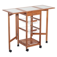 Keukenwagen trolley met houten opbergplanken