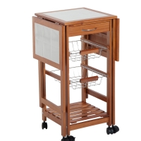 Keukenwagen trolley met houten opbergplanken