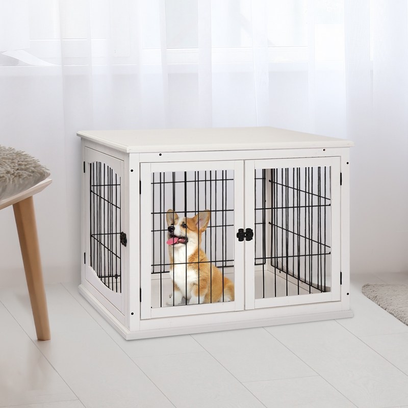 wenselijk Afscheiden cassette Honden Bench met 2 deuren Wit - INTERSELL