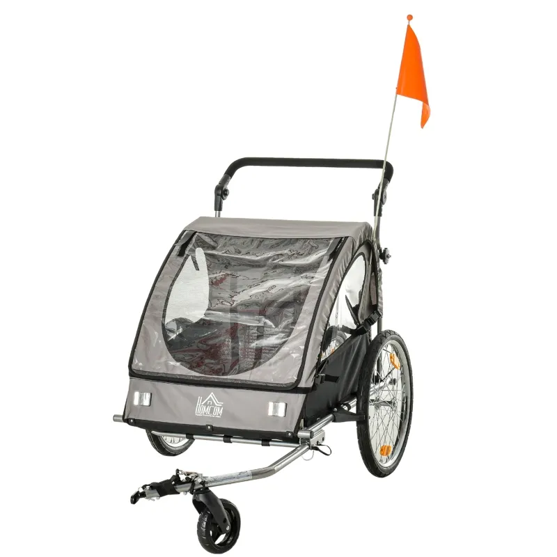 Kinderfietskar  2 in 1 met opbergtas Grijs/Zwart