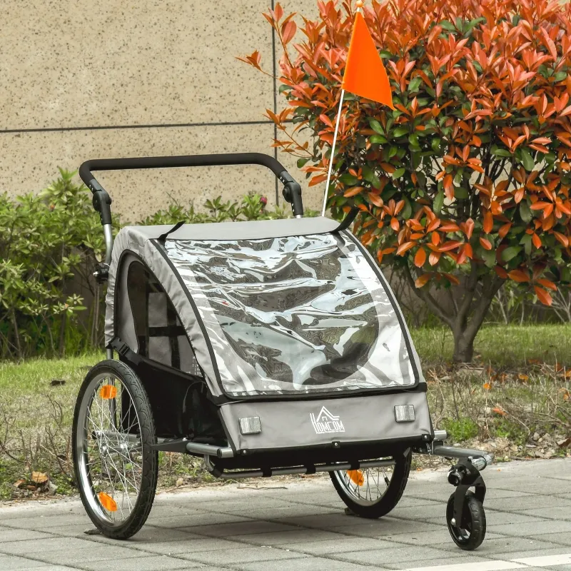 Kinderfietskar  2 in 1 met opbergtas Grijs/Zwart
