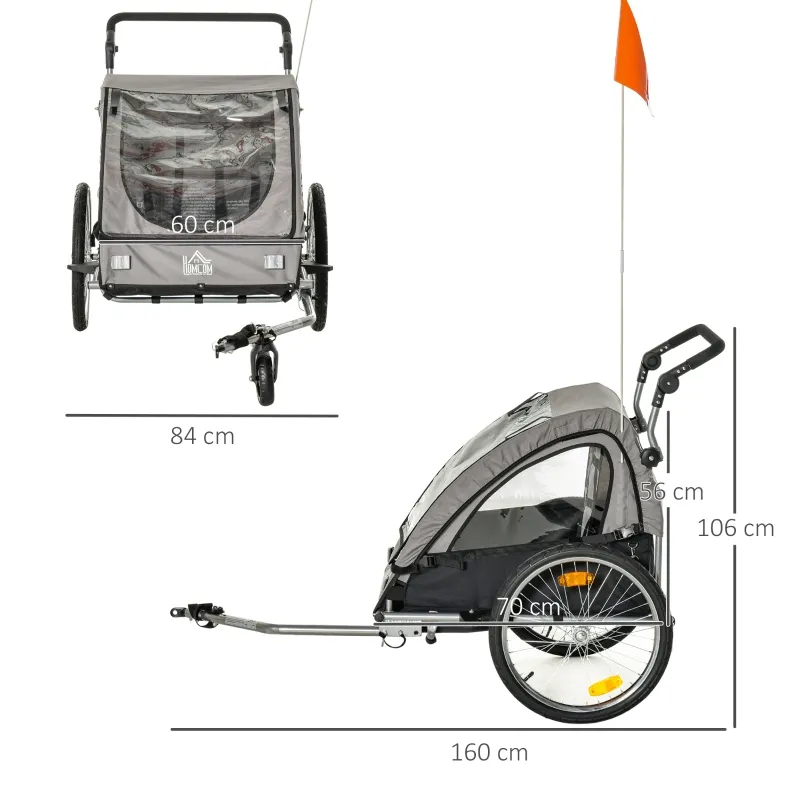 Kinderfietskar  2 in 1 met opbergtas Grijs/Zwart