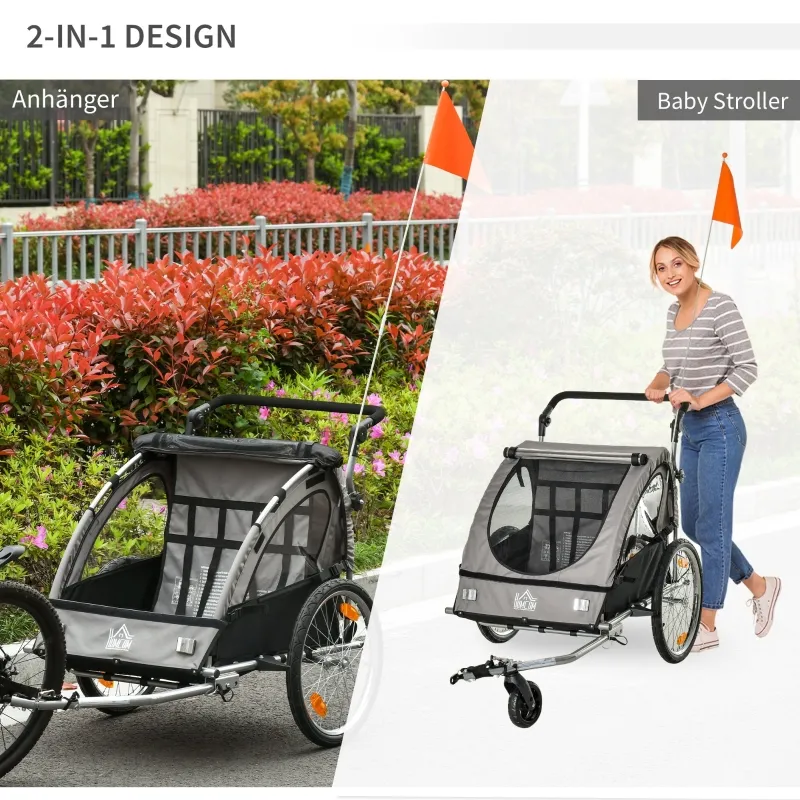 Kinderfietskar  2 in 1 met opbergtas Grijs/Zwart