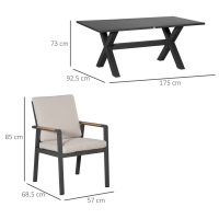 Tuinset van 6 stoelen en 1 tafel, Aluminium + Kunststof (Grijs)