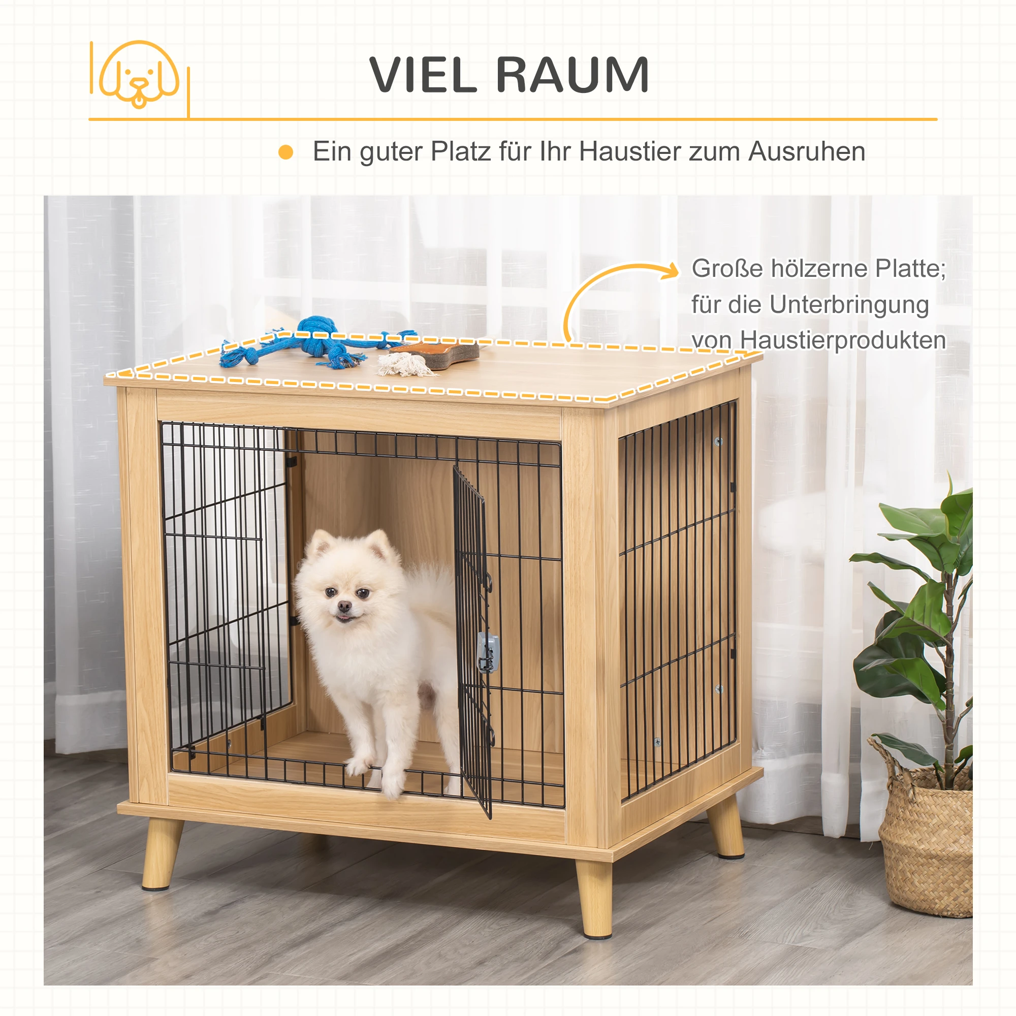 Honden Bench met Tafeloppervlak 81 cm x 58,5 cm x 76 cm