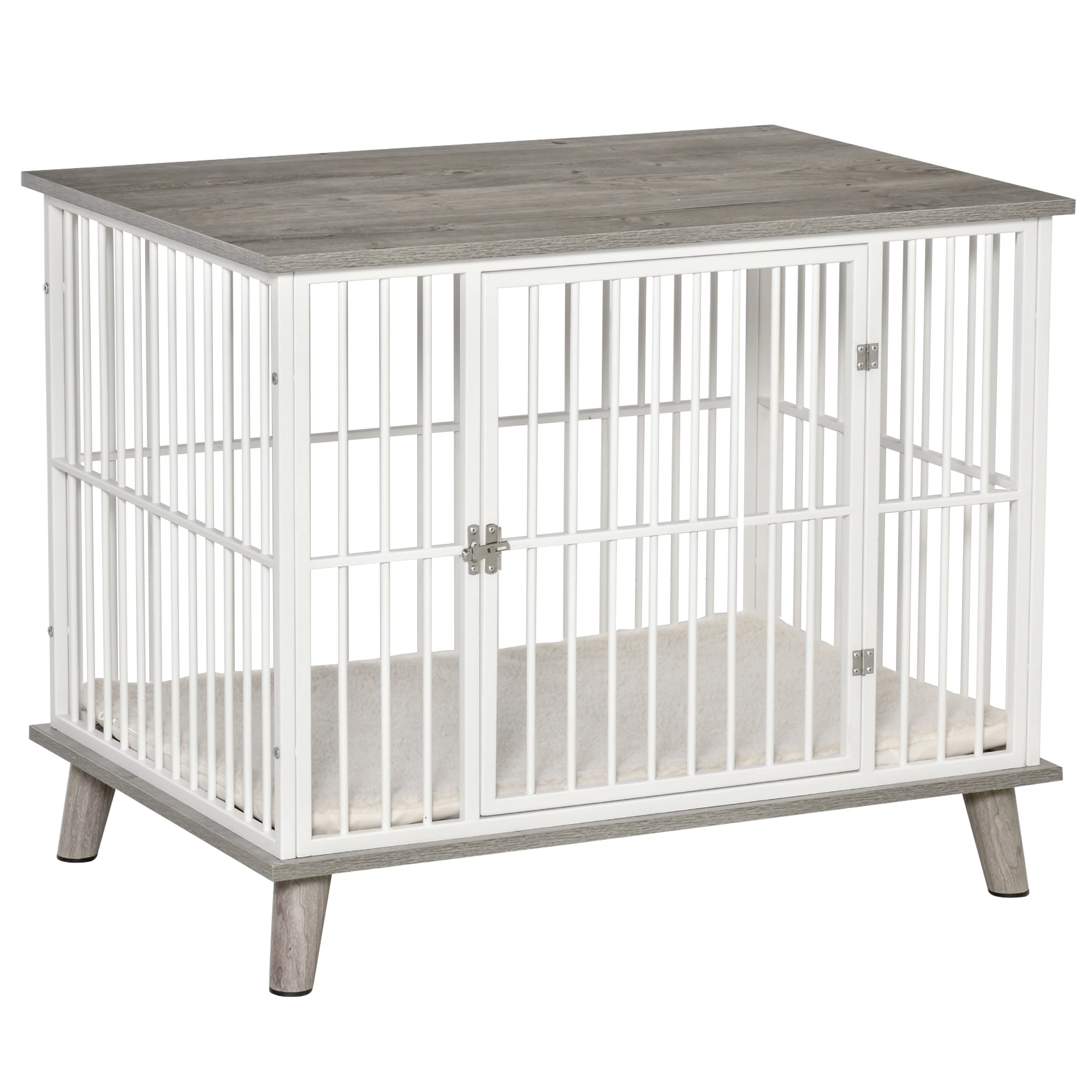 Houten Honden Bench 86 cm x 60 cm x 70 cm – Grijs/Wit