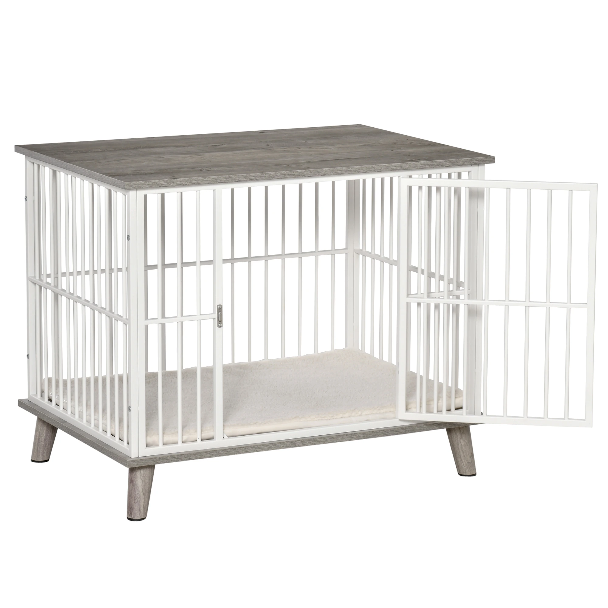 Houten Honden Bench 86 cm x 60 cm x 70 cm – Grijs/Wit