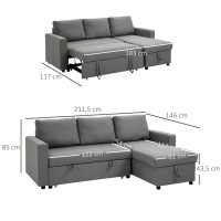 Hoek Slaapbank 211,5 cm x 146 cm x 85 cm