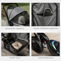 Hondenbuggy Oxford Donkergrijs 76,5 x 52 x 95 cm