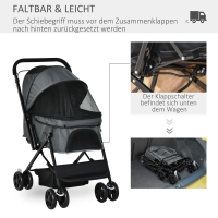 Hondenbuggy Oxford Donkergrijs 76,5 x 52 x 95 cm