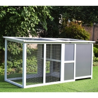 Kippenhok  grijs + wit, 160 x 75 x 80 cm