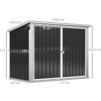 Ombouw Afvalcontainer, Staal ,Zwart 178L x 104.5B x 128.5/113H cm