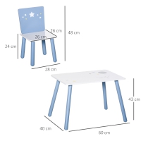 3-delig kindertafel met stoelen 60 x 40 x 43 cm