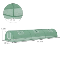 Kweekkas, 300 cm x 80 cm x 45 cm, groen