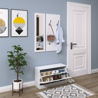 3-delige garderobe set wit 30 x 100 cm (spiegel)