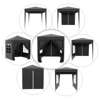 Opklapbaar paviljoen, snelmontage, zwart, 2 x 2 x 2,4 m
