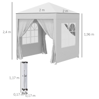Opklapbaar paviljoen, snelmontage, Wit, 2 x 2 x 2,4 m