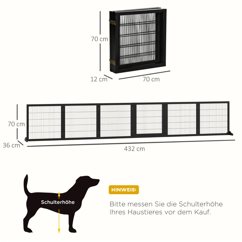 Opvouwbaar hek voor honden 432 x 36 x 70 cm