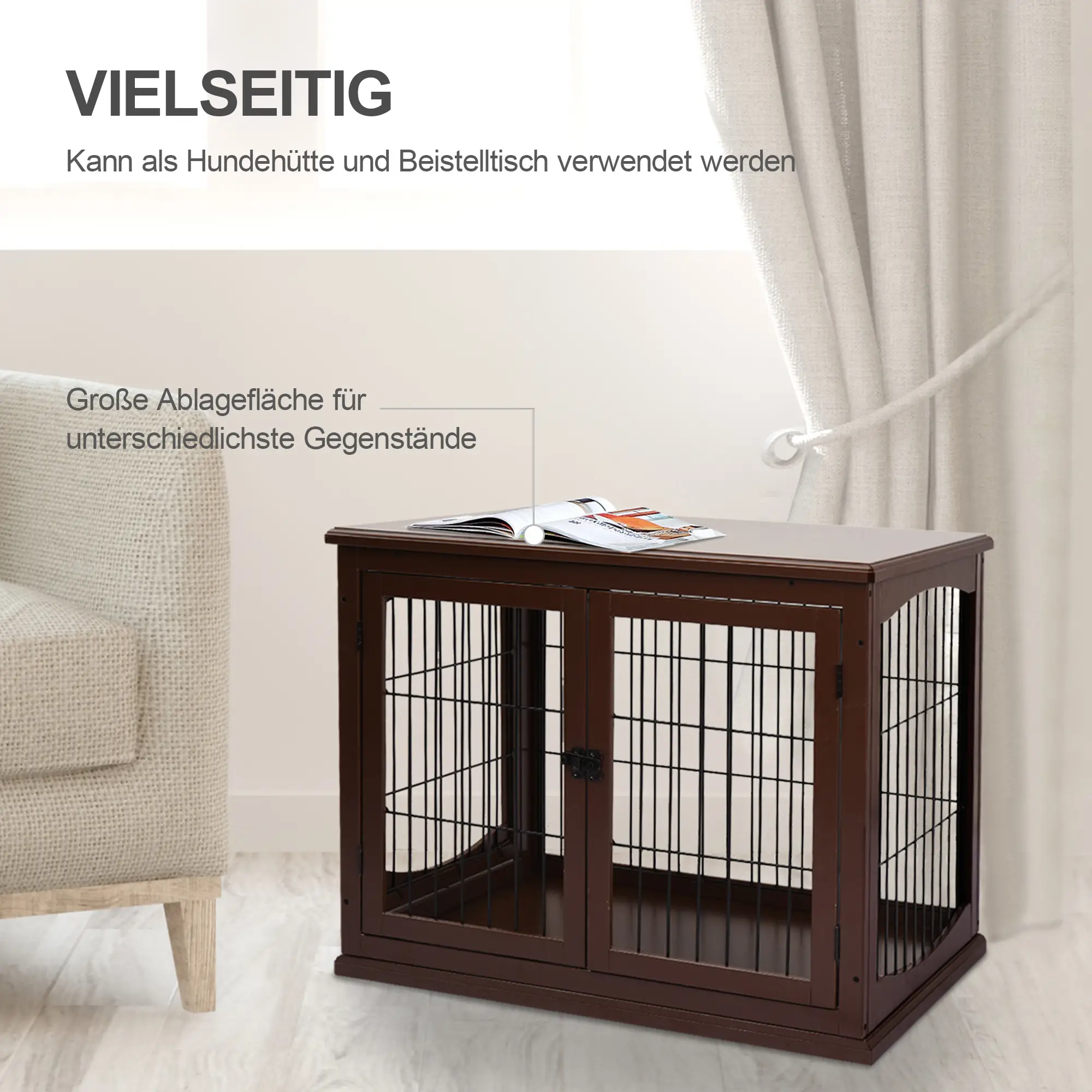 Honden Bench met 2 deuren Bruin