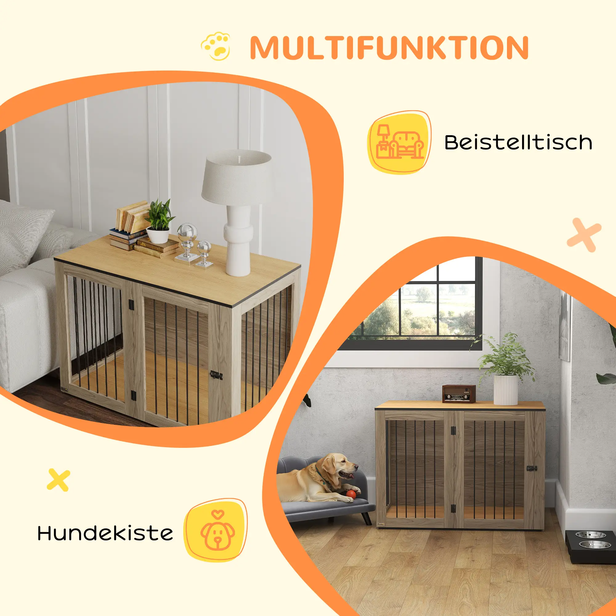 Hondenbench afsluitbaar 106cm x 60cm x 76cm Bruin