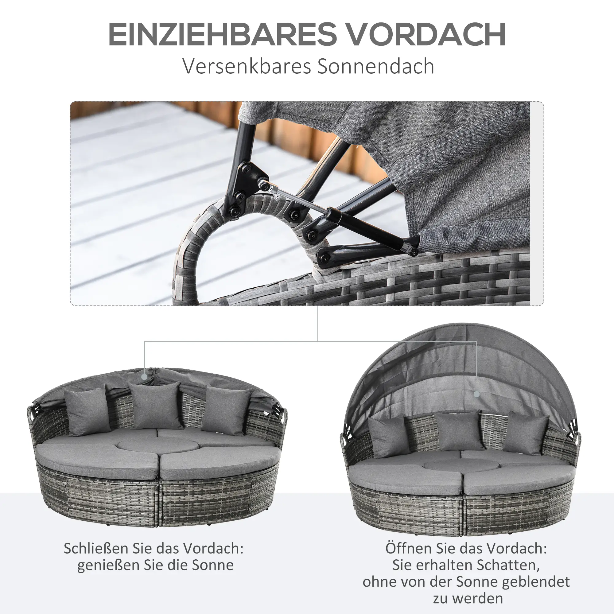 Zonne eiland 180 x 175 x 147 cm Grijs
