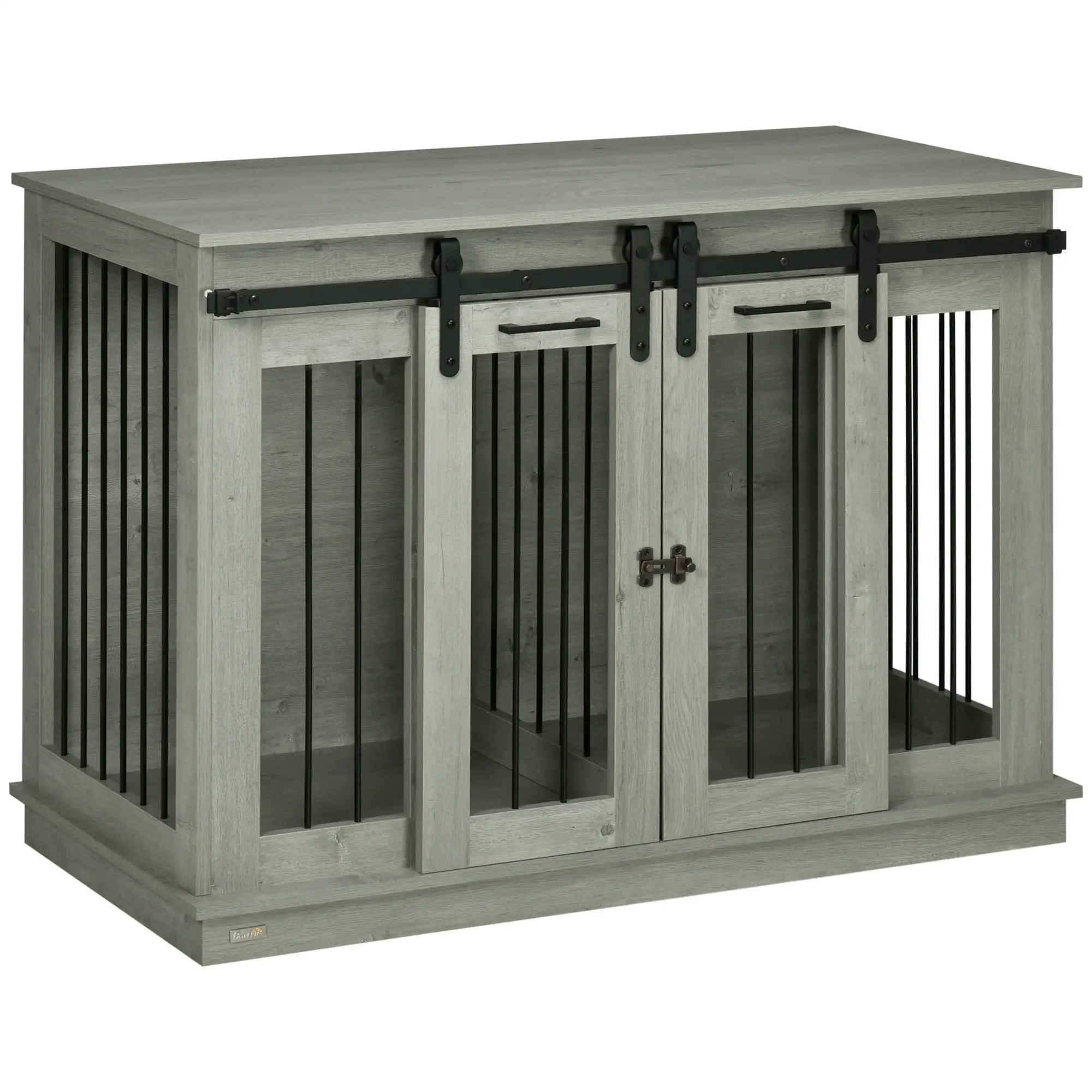 Bench met 2 deuren rustiek ontwerp, Grijs 120L x 60W x 88.5Hcm