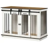 Bench met 2 deuren rustiek ontwerp, Wit 120L x 60W x 88.5Hcm