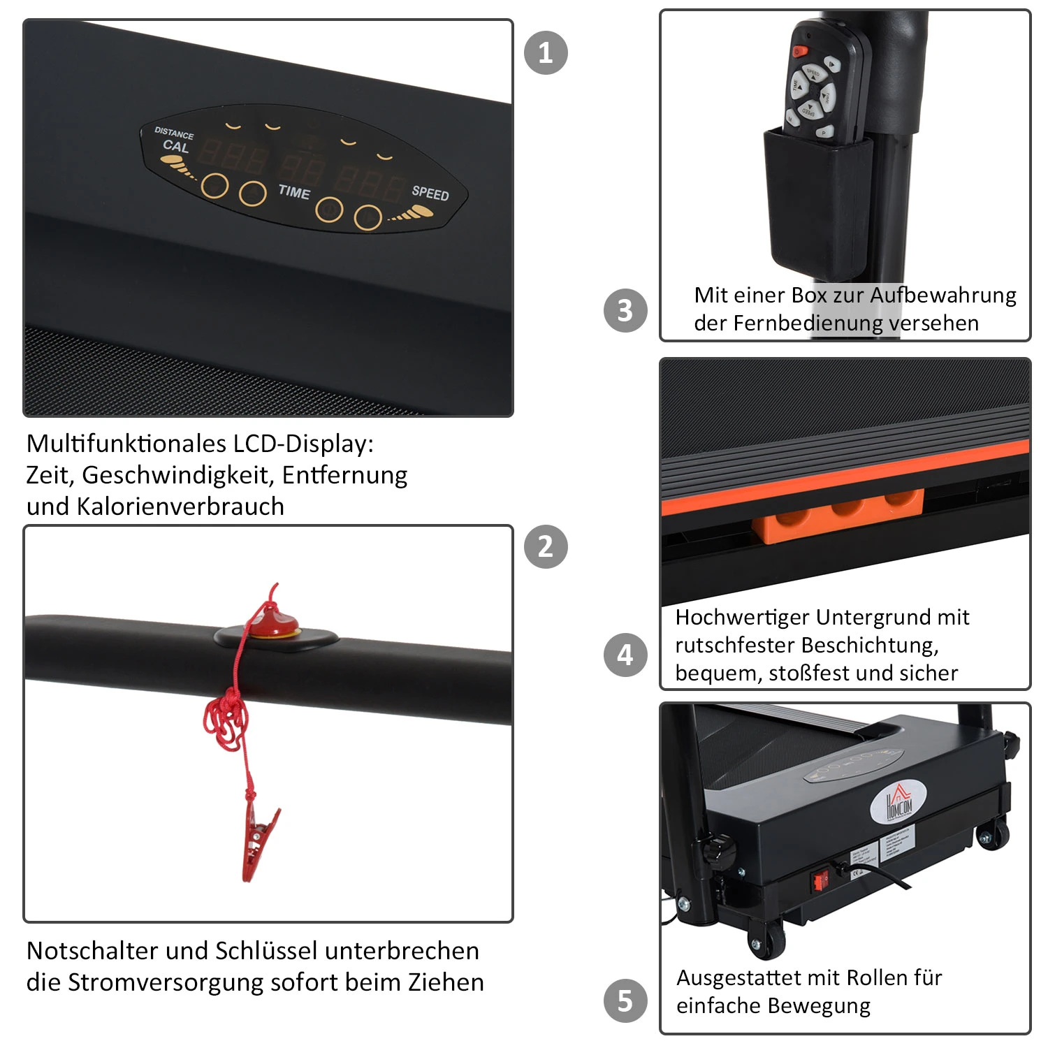 Elektrische loopband met LCD-display inklapbare