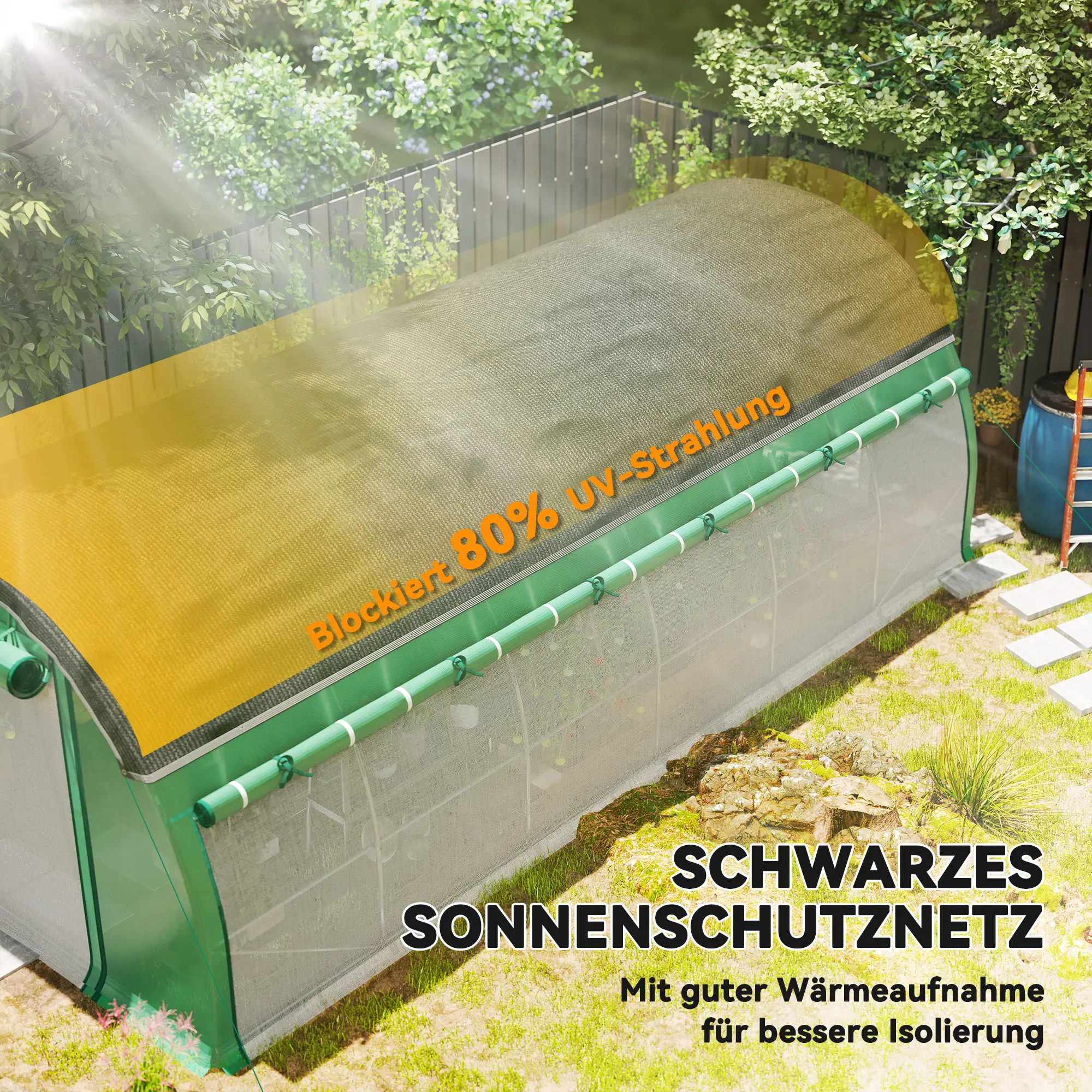 Tunnelkas 6 x 3 x 2 m met Zonweringsnet