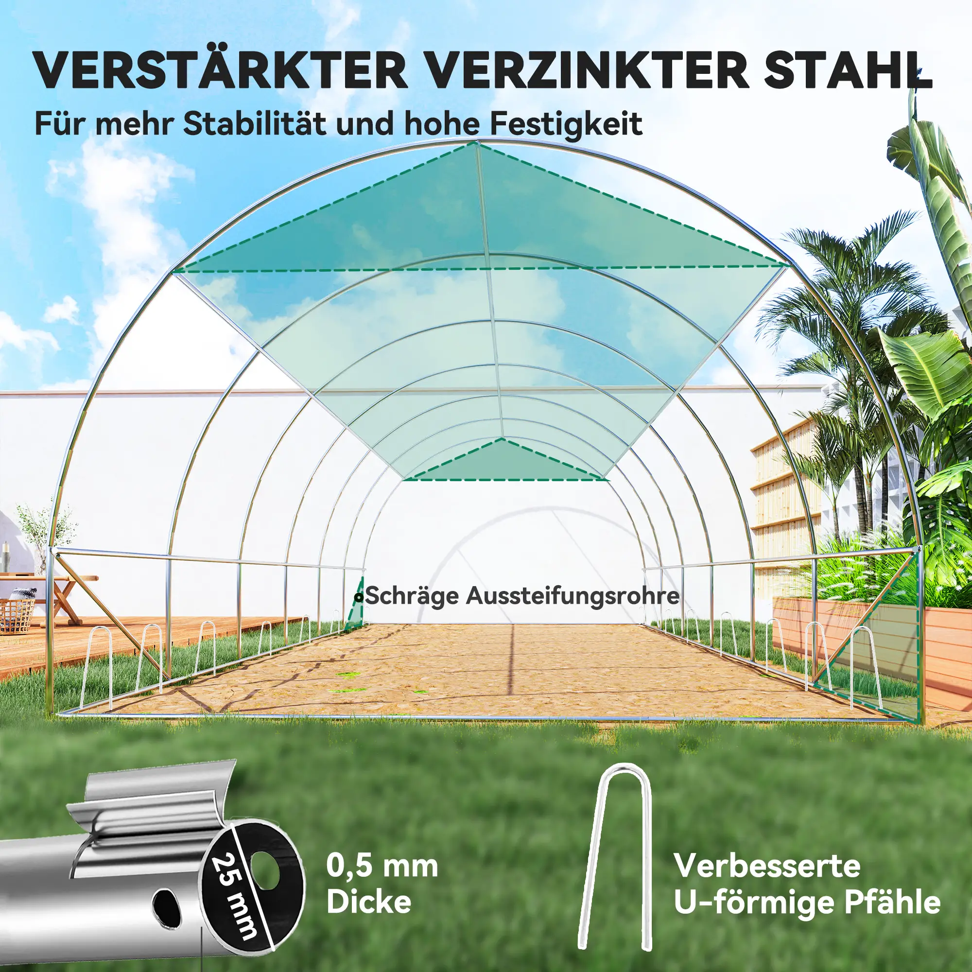 Tunnelkas 6 x 3 x 2 m met Zonweringsnet