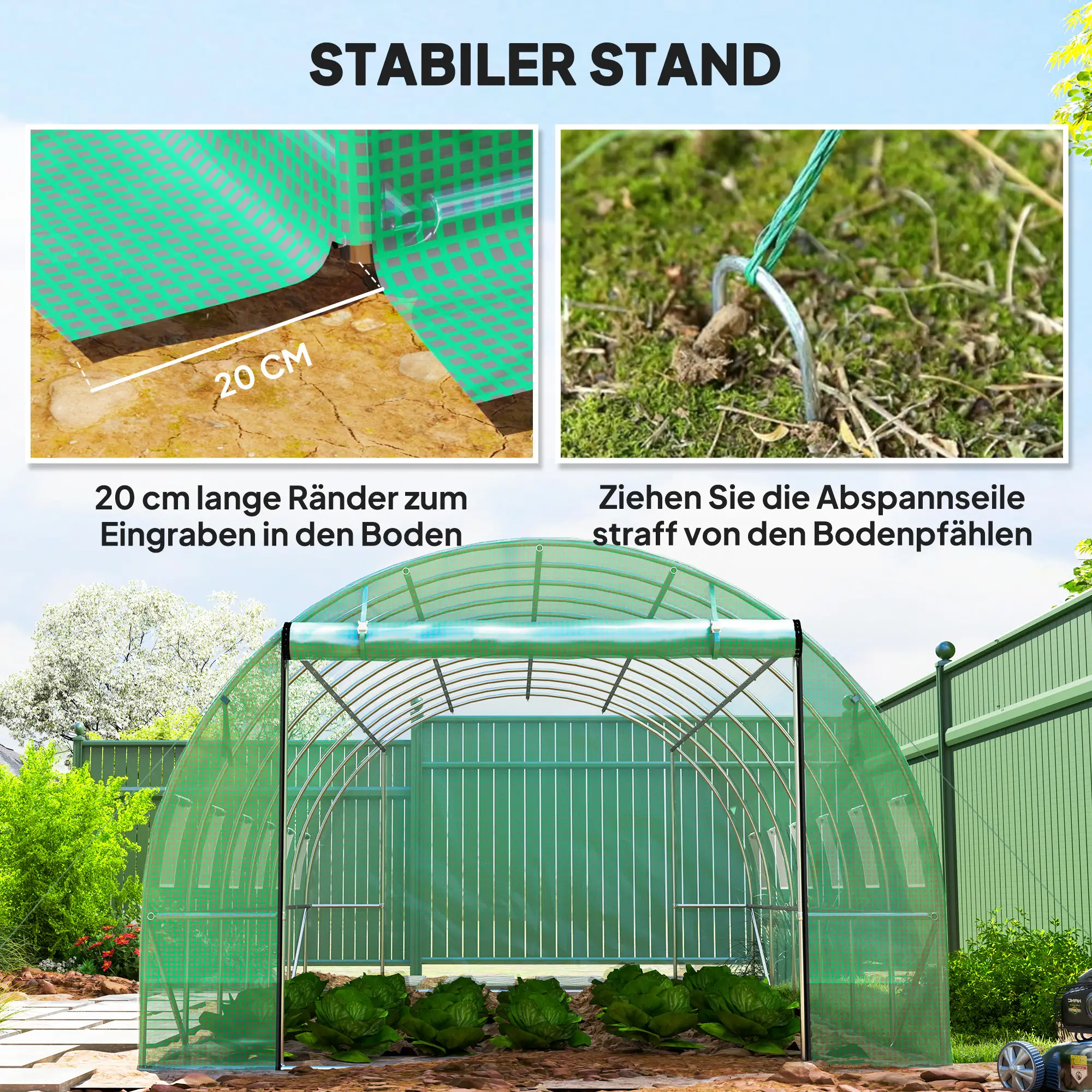 Tunnelkas  600L x 300B x 197H cm met stalen frame