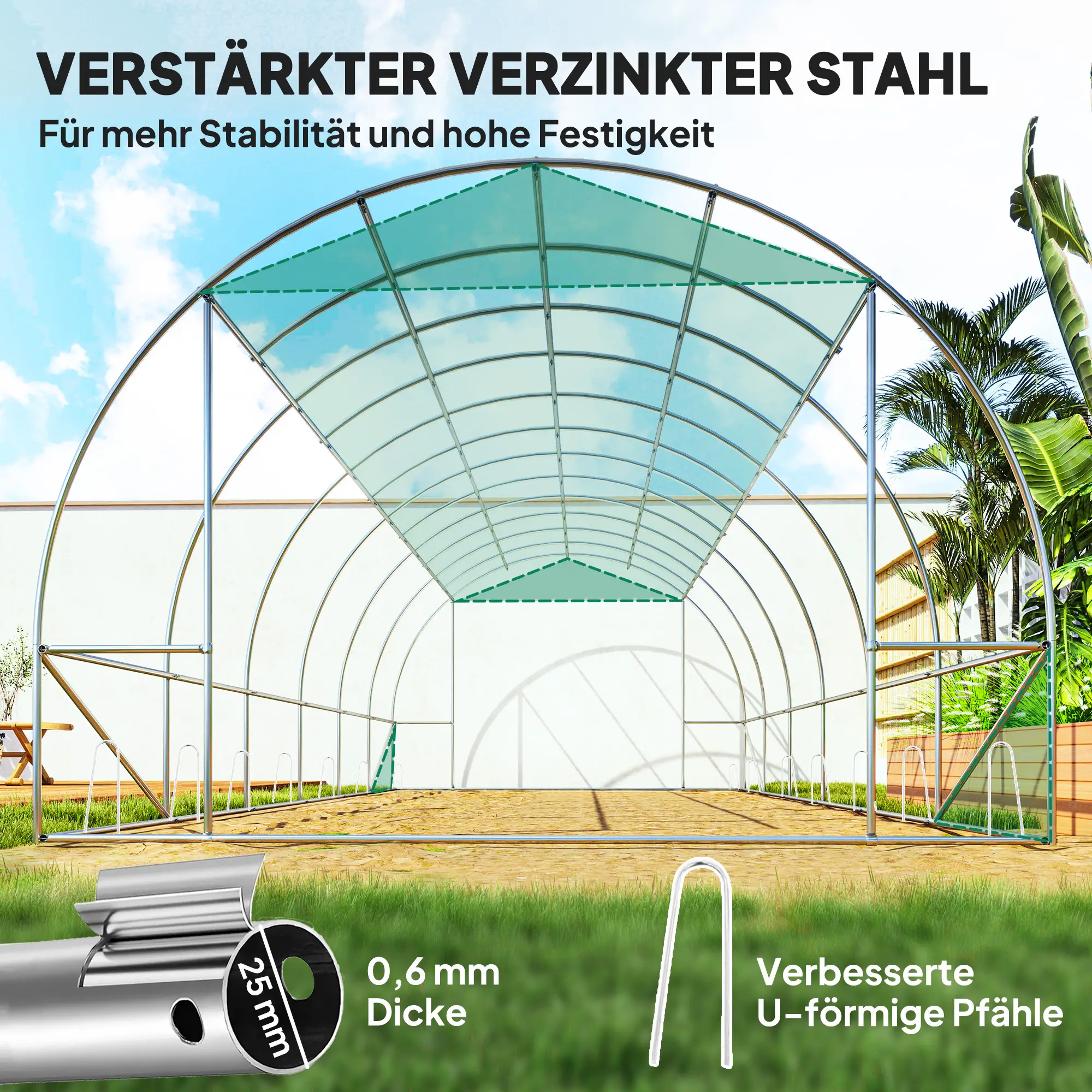 Tunnelkas  600L x 300B x 197H cm met stalen frame