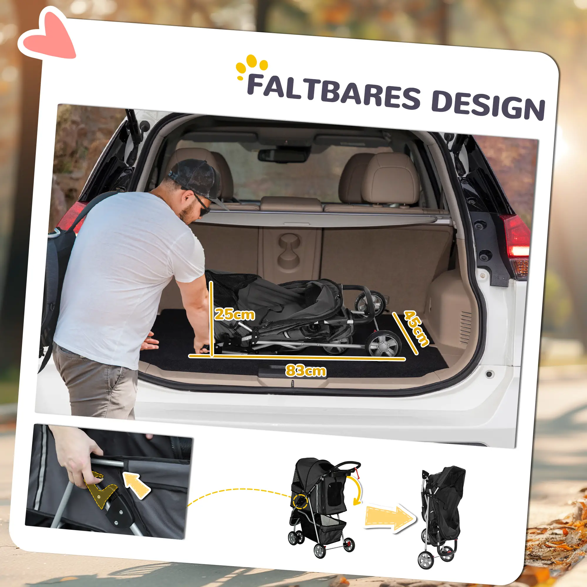 Honden buggy Zwart