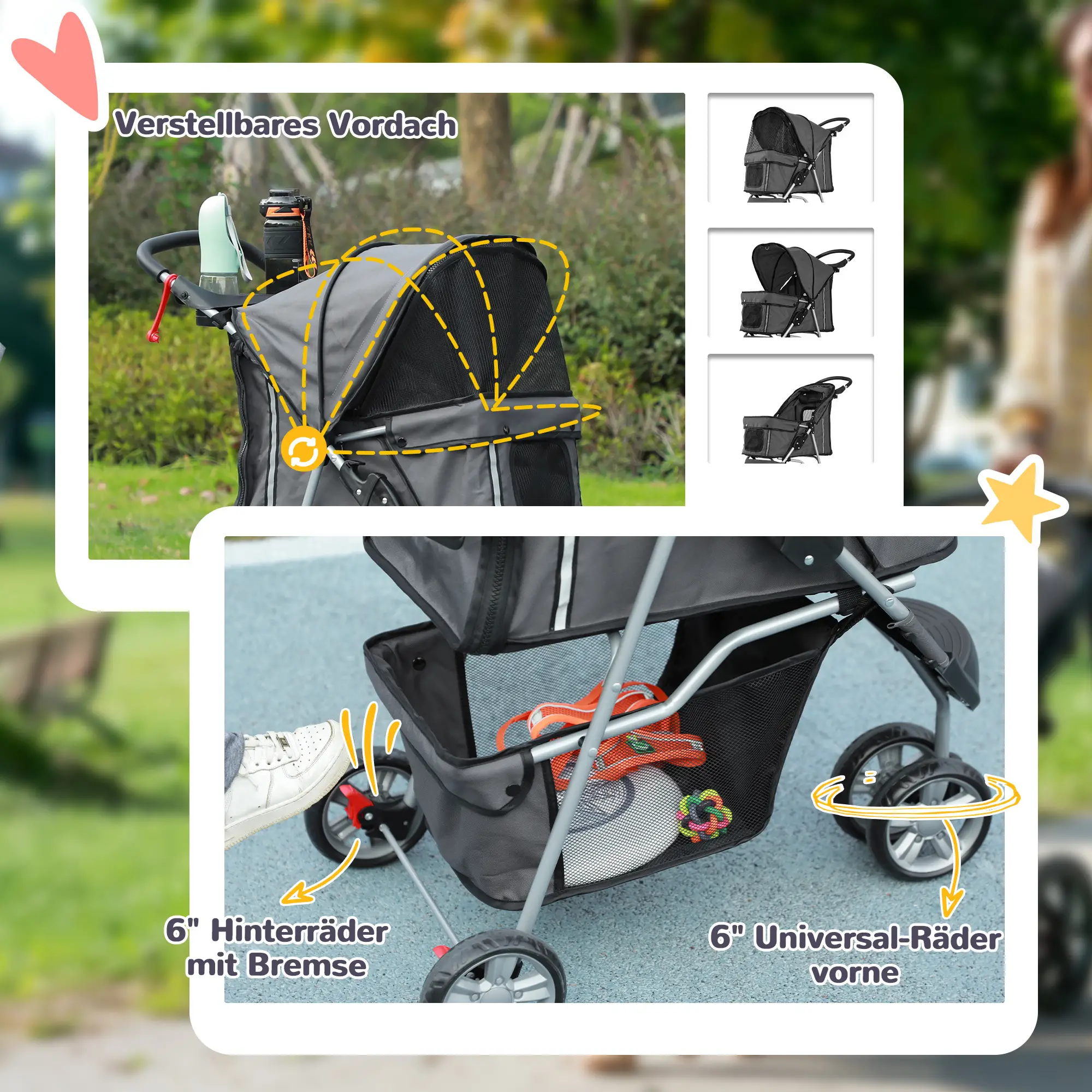 Honden buggy Zwart
